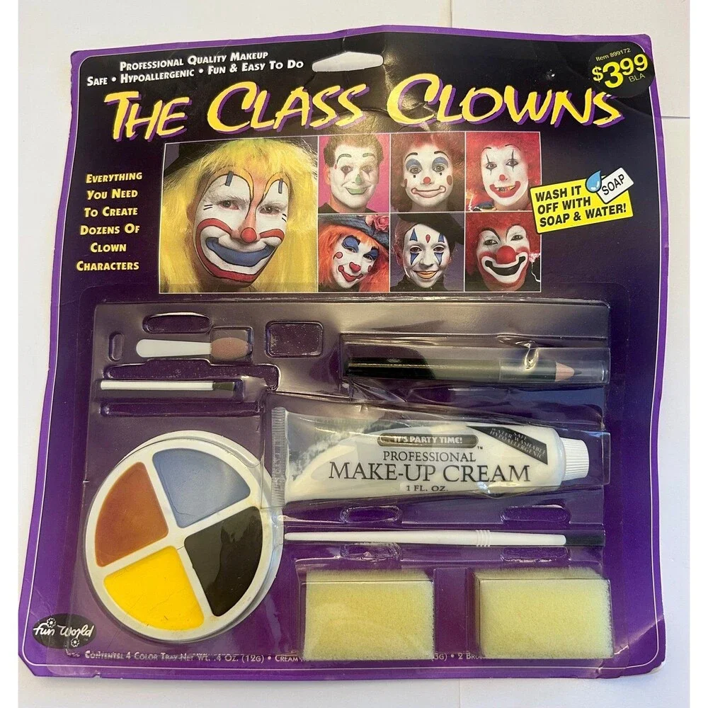 Vintage Fun World “The Class Clowns” Sealed Halloween Makeup Kit – 90s NOS